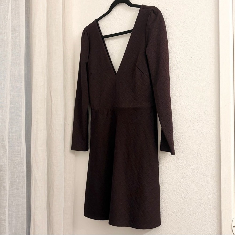 Cooperative long-sleeve deep V-neck skater dress